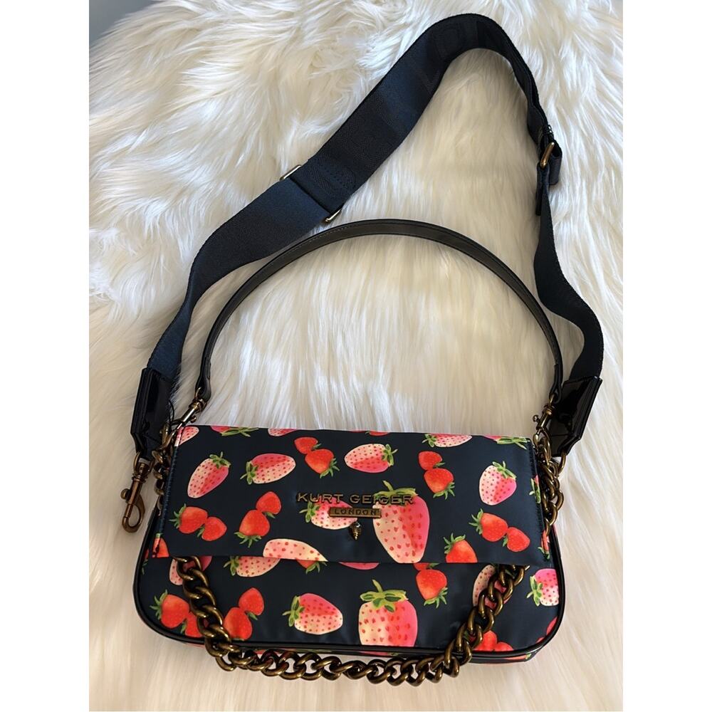 Kurt Geiger London Navy Strawberry Print Shoulder Crossbody Bag – - Picture 7 of 9